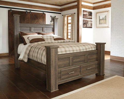 Juararo Queen Poster Bed Frame w/ Storage