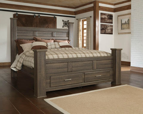 Juararo California King Poster Bed Frame w/ Storage